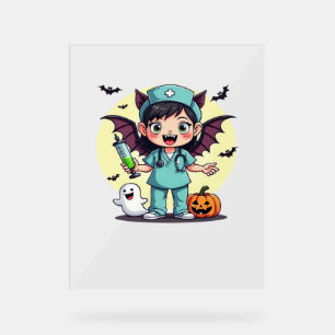 Cute little witch nurse Halloween Premium T-Shirt Acrylic Sign