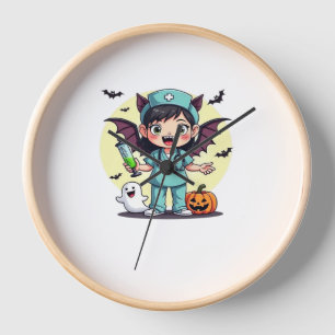 Cute little witch nurse Halloween Premium T-Shirt Clock