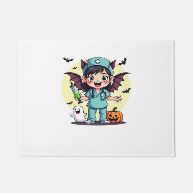Cute little witch nurse Halloween Premium T-Shirt Doormat (Front)