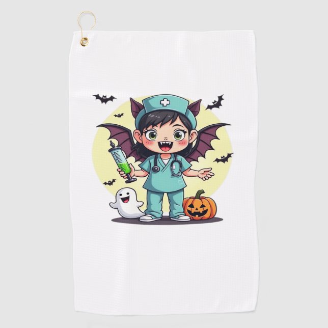 Cute little witch nurse Halloween Premium T-Shirt Golf Towel (Front)