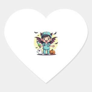 Cute little witch nurse Halloween Premium T-Shirt Heart Sticker