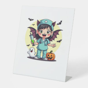 Cute little witch nurse Halloween Premium T-Shirt Pedestal Sign