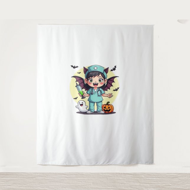 Cute little witch nurse Halloween Premium T-Shirt Tapestry (Front)