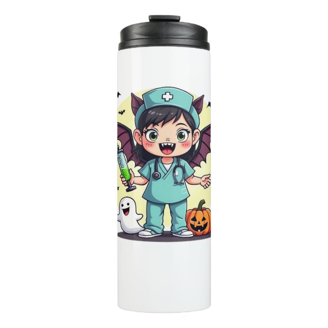Cute little witch nurse Halloween Premium T-Shirt Thermal Tumbler (Front)