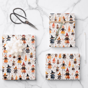 Cute Little Witch Seamless Pattern. Halloween Wrapping Paper Sheet