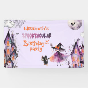 Cute little witch Spooktacular Birthday party Banner