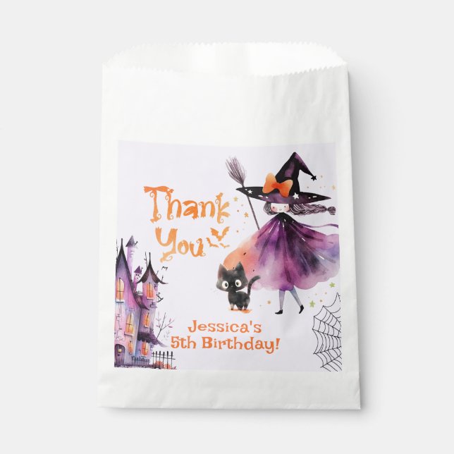 Cute Little witch Spooktacular Halloween party Favour Bags (Front)
