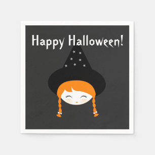 Cute Little Witch with Hat & Stars  Napkin