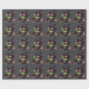 Cute little witch wrapping paper