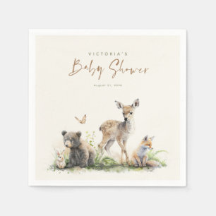 Cute Little Woodland Animals Baby Shower Napkin