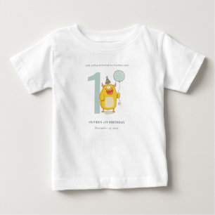Cute Little Yellow Aqua Monster Any Age Birthday Baby T-Shirt