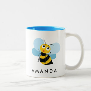 Cute Little YELLOW BEE Personalised Two-Tone Coffee Mug