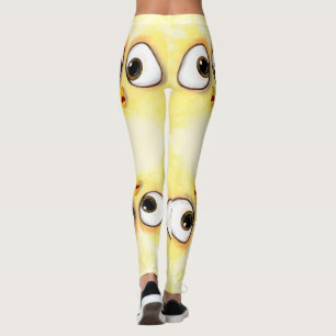 Cute Little Yellow Chicken Surprised Big Eyes  Fun Leggings
