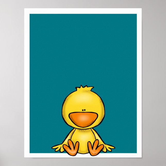Cute little yellow duck baby nursery poster (Front)