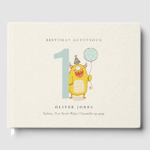 Cute Little Yellow Monster Any Age Birthday Guest Book