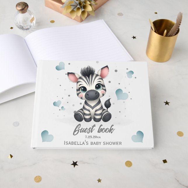 cute little zebra  guest book (Front Open)