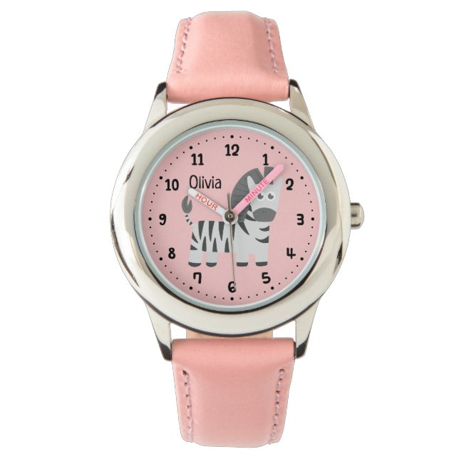 Cute Little Zebra Kids Personalised Watch (Front)