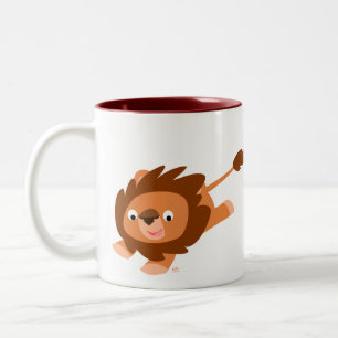 Cute Lively Cartoon Lion Two-Tone Coffee Mug