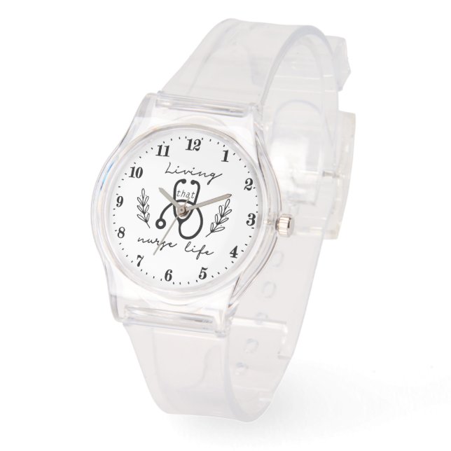 Cute living Nurse life word art  Watch (Angle)