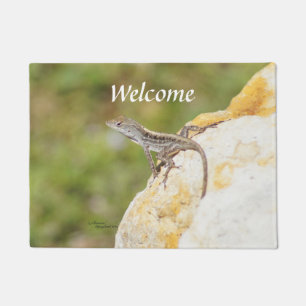 Cute lizard anole Welcome Doormat