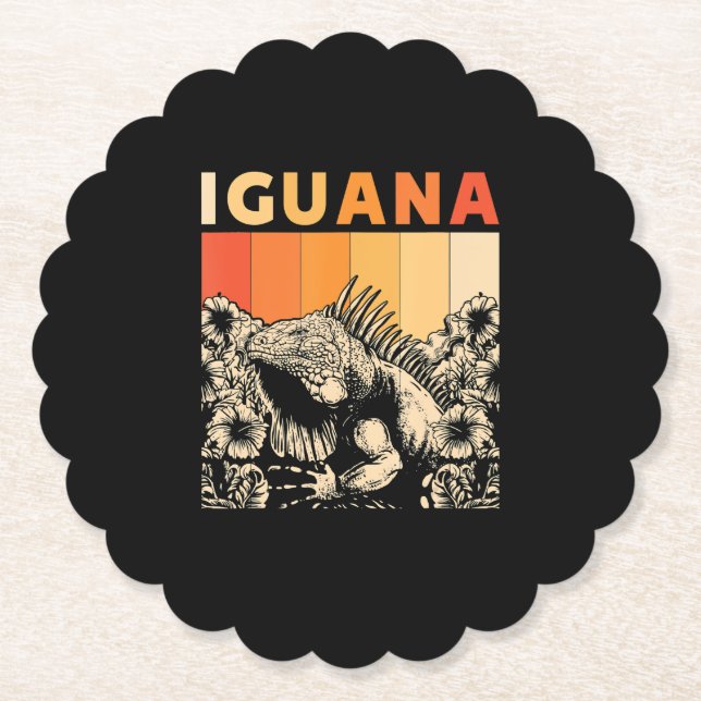 Cute Lizard Iguana Reptil Gift Iguana Paper Coaster (Front)