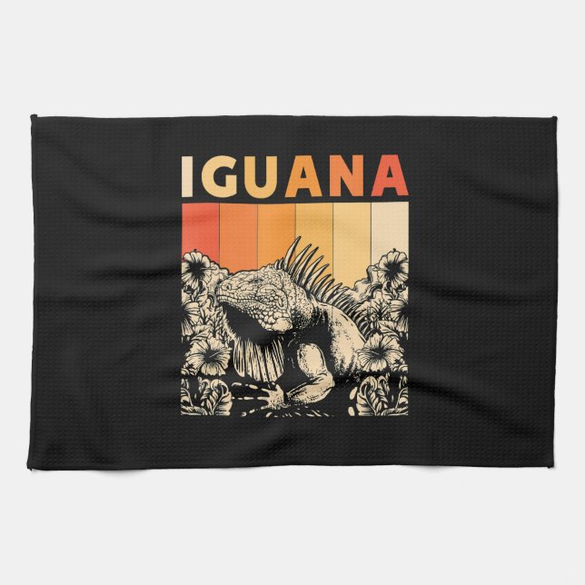 Cute Lizard Iguana Reptil Gift Iguana Tea Towel (Horizontal)