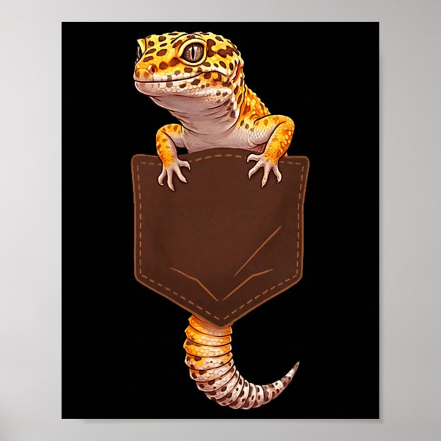 Cute Lizard Reptile Leopard Gecko Cket Funny Men W Poster (Front)