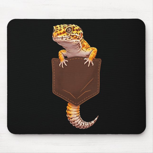 Cute Lizard Reptile Leopard Gecko Pocket Funny Men Mouse Mat (Front)