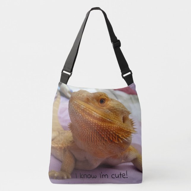 Cute Lizard Up Close Photo Print Crossbody Bag (Front)