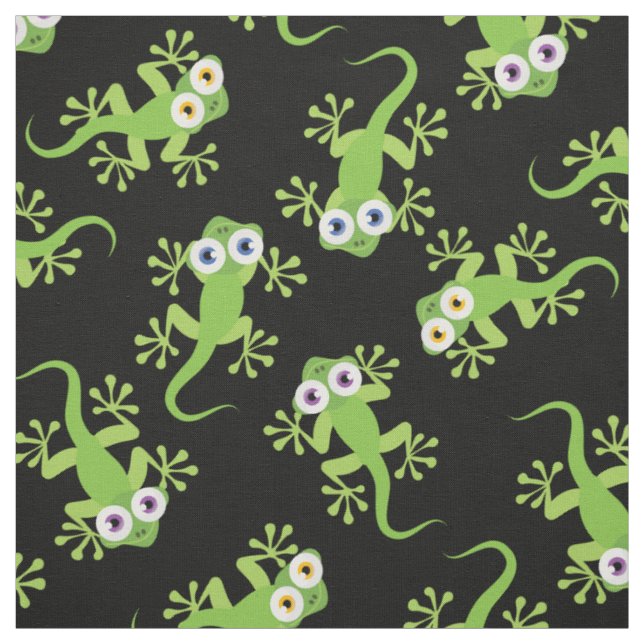 Cute Lizards Kids Gecko Cartoon Fabric (Swatch)