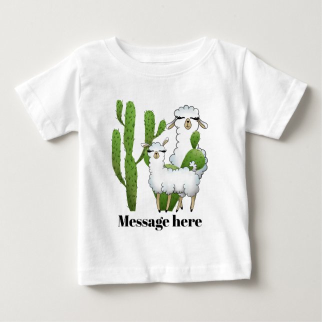 Cute llama add name or message t-shirt (Front)