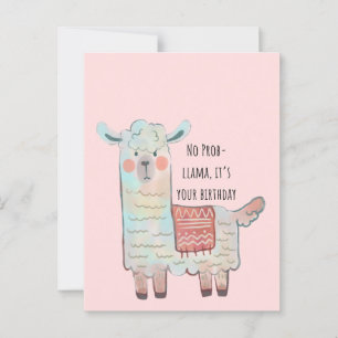 Cute llama, alpaca animal drawing postcard