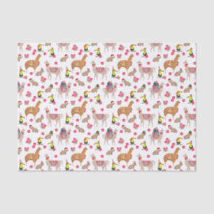 Cute Llama Alpaca Capybara South America Christmas Tissue Paper