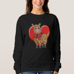 Cute Llama Alpaca Heart Women Animal Herd Wool Sweatshirt