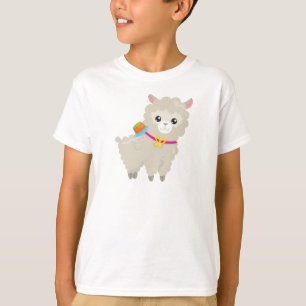 Cute Llama, Alpaca, Little Llama, Llama With Hat  T-Shirt