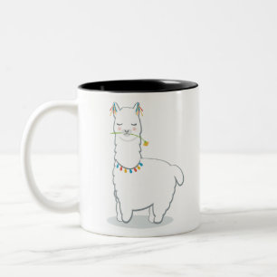 Cute llama alpaca Two-Tone coffee mug