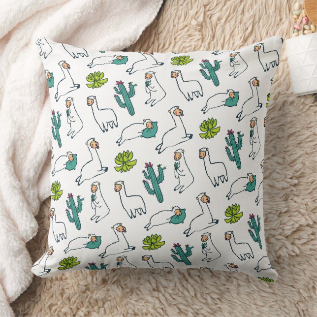 Cute Llama and Cactus Pattern Cushion (Blanket)