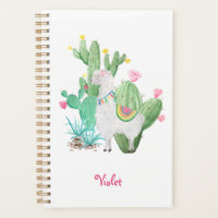 Cute Llama and Cactus Watercolor - White Custom