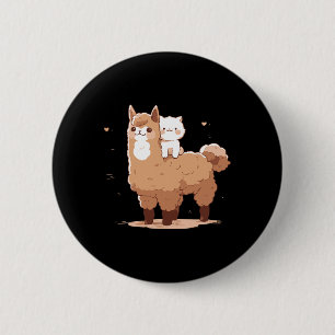 Cute Llama And Cat 6 Cm Round Badge