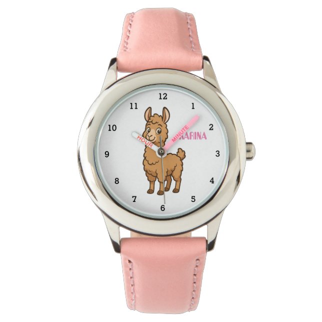 Cute Llama Animal Alpaca Girly Kids Watch (Front)