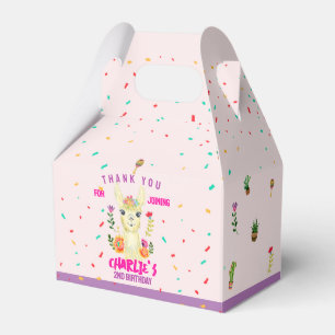 Cute Llama Animal Birthday Party Colourful Mexican Favour Box