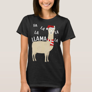 Cute Llama Animal  Santa Hat Fa La La Llama Christ T-Shirt