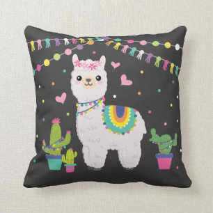 Cute Llama Baby Girl Fiesta Alpaca Nursery Cushion