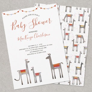 Cute Llama Baby Shower Invitation
