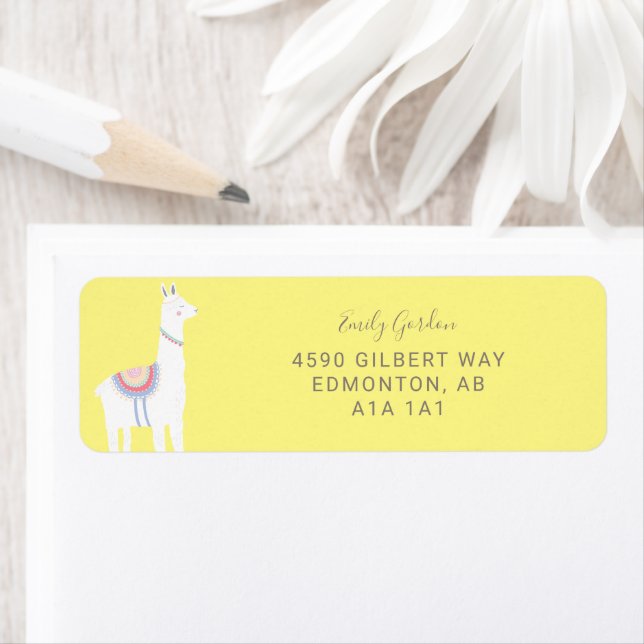 Cute Llama baby shower yellow gender neutral brown (Insitu)