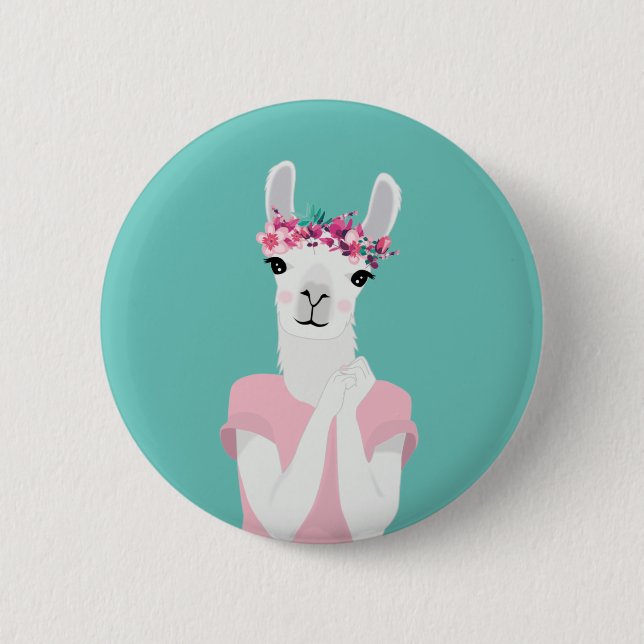 Cute Llama Badge Pin Button (Front)
