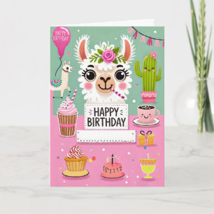 Cute Llama Birthday Card