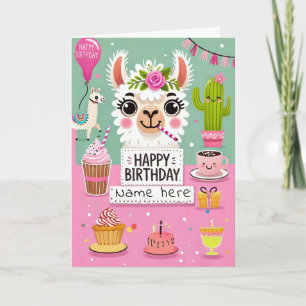 Cute Llama Birthday Card