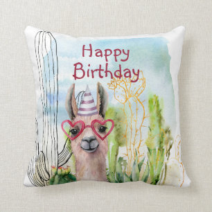 Cute Llama Birthday Cushion