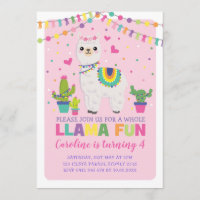 Cute Llama Birthday Party Girly Fiesta Alpaca